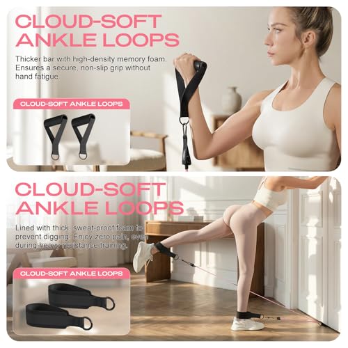 Pilates Bar Kit with Resistance Bands – Adjustable Home Gym Workout Equipment for Women & Men – Portable Pilates Equipment for Squats, Yoga & Full Body Toning