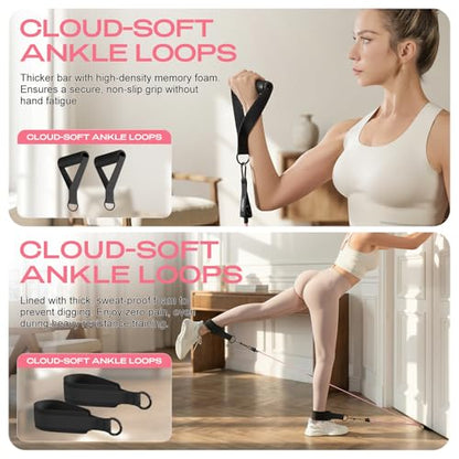 Pilates Bar Kit with Resistance Bands – Adjustable Home Gym Workout Equipment for Women & Men – Portable Pilates Equipment for Squats, Yoga & Full Body Toning