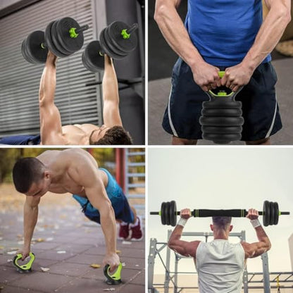 44/66/88 Lbs Adjustable Dumbbell Set, 4-in-1 Free Weights Set with Connector, Fitness Exercise Equipment Used As Barbell, Kettlebells, Push Up Stand, Weights Set for Home Gym Suitable Men/Women