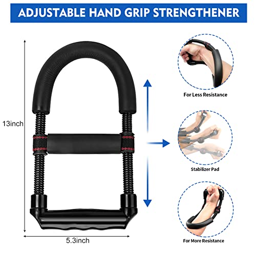 Hand Grip Strengthener Kit (7 Pack), Adjustable Grip Strength Trainer, Forearm Workout Trainer, Finger & Hand Strength Exerciser for Muscle Building & Grip Strength Recovery