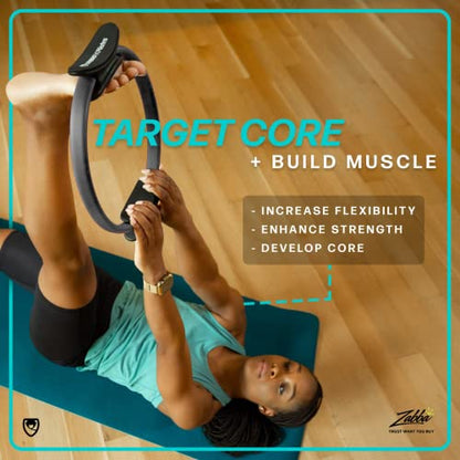 Pilates Ring - 12" Magic Circle w/Dual Grip, Foam Pads for Inner Thigh Workout, Toning, Fitness & Pelvic Floor Exercise - Yoga Rings w/Bonus Exercise Guide - color: Teal