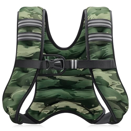 ZELUS Weighted Vest, 6lb/8lb/12lb/16lb/20lb/25lb/30lb Weight Vest with Reflective Stripe for Workout, Strength Training, Running, Fitness, Muscle Building, Weight Loss, Weightlifting - color: Forest Green Camo, size: 8lb