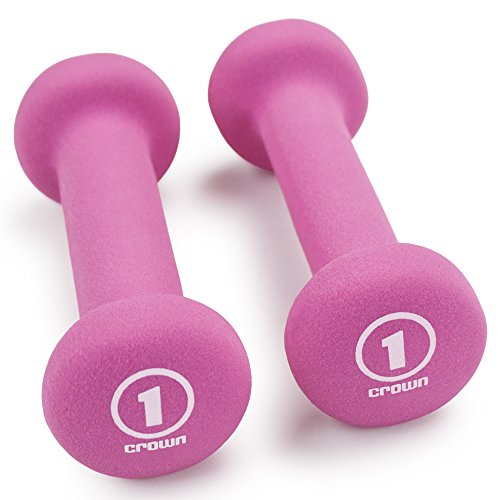 Crown Sporting Goods Set of 2 Body Sculpting Hand Weights - Soft Neoprene Coated Dumbbell Set - Supplies for Exercise, Workout, Weight Loss, Body Building - for Men, Women, Seniors, Teens, and Youth