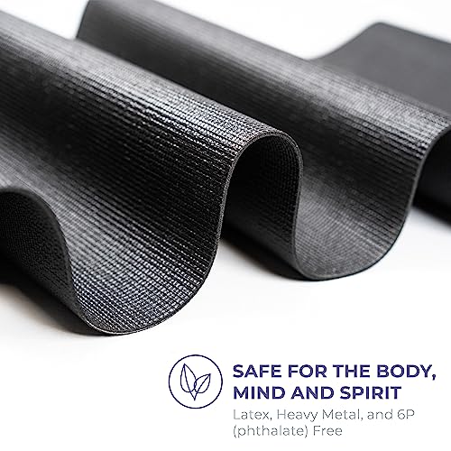 Voyage Yoga Mat, 10 Pack, 72" x 24" Professional Studio and Gym Bulk Yoga Mats, 5mm Thick, Durable, Anti-Tear, Non Slip Fitness and Exercise Mats - color: Black