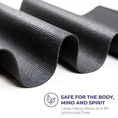 Voyage Yoga Mat, 10 Pack, 72" x 24" Professional Studio and Gym Bulk Yoga Mats, 5mm Thick, Durable, Anti-Tear, Non Slip Fitness and Exercise Mats - color: Black