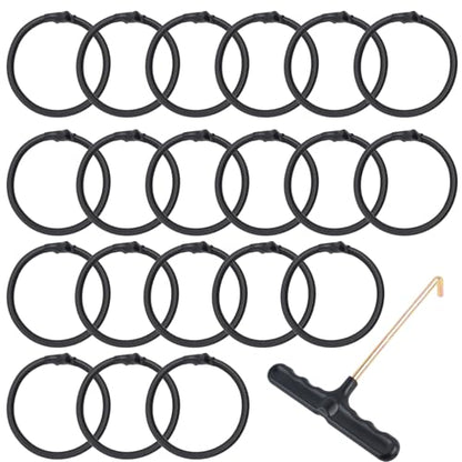 20Pcs Trampoline Replacement Bungee Cords, Black Elastic Trampoline Ropes with Mounting Tool for Repair, Safety Round Trampoline Repair Kit Universal Fit for Most Trampolines
