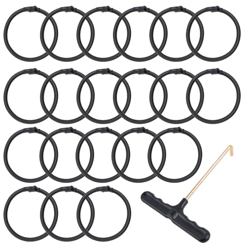 20Pcs Trampoline Replacement Bungee Cords, Black Elastic Trampoline Ropes with Mounting Tool for Repair, Safety Round Trampoline Repair Kit Universal Fit for Most Trampolines