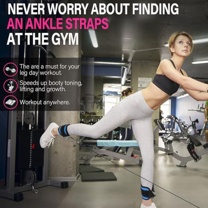 Ankle Strap for Cable Machine Attachments, Gym Accessories for Women and Men, Neoprene Ankle Cuffs for glute Kickback, Leg Workouts ande Booty Hip Abductors Exercise