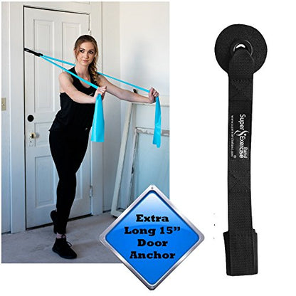 USA Heavy Duty 15" Long Door Anchor Attachment. Thick Anchor Wheel to Protect Door and Neoprene Padded Loop to Protect Resistance Bands. Plus an Exclusive iPhone App and E-Book.