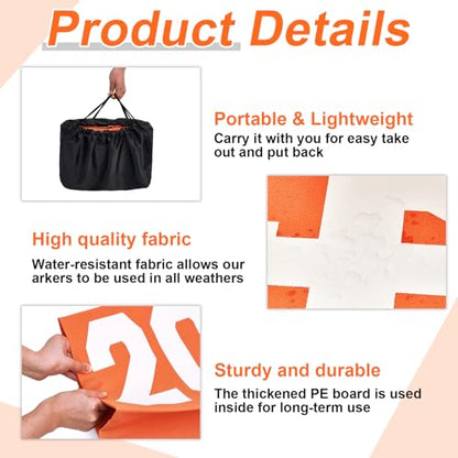 Liliful Football Yard Markers High Visibility Field Yard Line Markers 12.5 Inch Portable Weighted Yardage Marking with Carry Bag for Sports Game Training