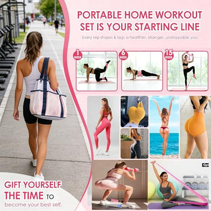 Women Glute Workout Equipment Set, Ankle Resistance Bands with Cuffs Long Yoga Resistance Bands Socks & Bag, Glute Sculpting at Home Set for Gym Equipment Pilates Kit