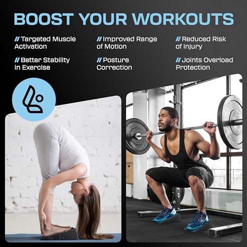 Flexelent Squat Wedge Block Pair - Heel Elevated Squat Wedge for Deeper Squats, Heavy Lifting and Better Form - 17° Angle Exercise Wedges, Slant Board for Squats with Carry Backpack