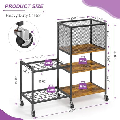 Dumbbell Rack, Yoga Mat Storage Holder, Home Gym Storage Rack, Workout Equipment Storage Organizer, Weight Storage Holder Rack with Hooks and Wheels - size: 5 Tier
