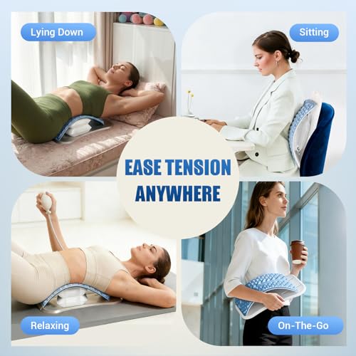 Back Stretcher for Lower Back Pain Relief, Adjustable Lumbar Support Board with Acupressure Points, Back Stretcher Board for Scoliosis, Spine Decompression Support