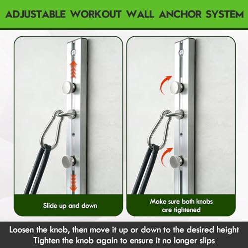 Aluminum Anchor Fitness System for Wall-Mounted - Adjustable with Five Resistance Bands, Resistance Bands Wall Mount for Strength Training, Workout Wall Anchor System