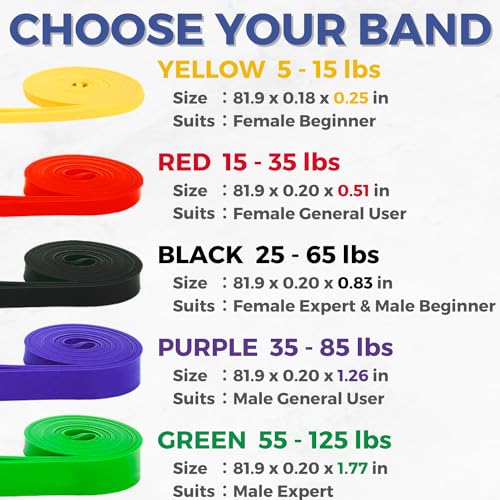 LEZER Resistance Bands - Pull Up Bands for Home Gym Fitness, Stretching, Physical Therapy & Training - Includes Instruction - color: 08 - 3 Colors - Middle sets