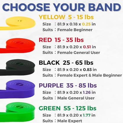 LEZER Resistance Bands - Pull Up Bands for Home Gym Fitness, Stretching, Physical Therapy & Training - Includes Instruction - color: 03 - Black