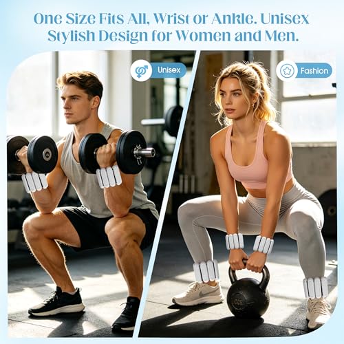 Wrist Weights for Women & Men, 2lb Silicone Wrist Ankle Weights - color: Grey