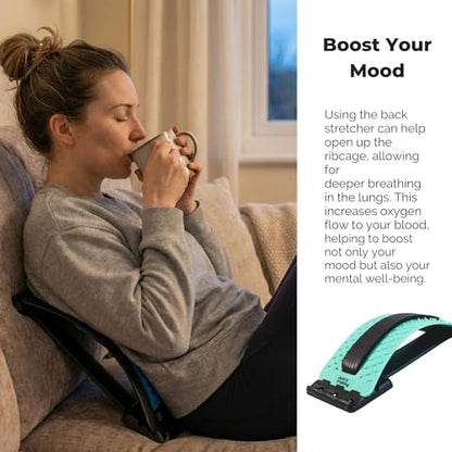 Just A Feeling Back Stretcher Lower - Lumbar Support & Back Cracker w/Silicone & Foam Pads - Spinal Decompression Device for Sciatica, Herniated Disc, Back Popper for Back Pain w/Chair Strap - color: Mint Green Edition
