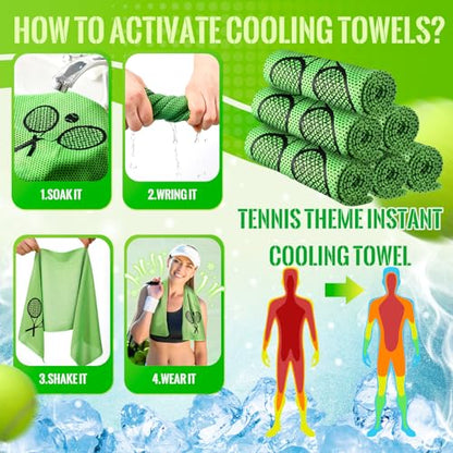 12 Count Cooling Towel Tennis Breathable Chilly Towel 32'' x 12'' Soft Tennis Ice Neck Wrap Workout Sweat Washcloths for Sports Gym Microfiber Dishcloths for Coach Gifts - style: Tennis