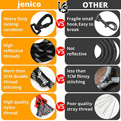 Rope Dog Leash 3 FT: Heavy Duty Leashes with Swivel Lockable Hook Reflective Threads Bungee and Padded Handle - Dog Lead for Large Small Medium Dogs Outside Walking Hiking Black - color: Black, size: 3ft*1/2''