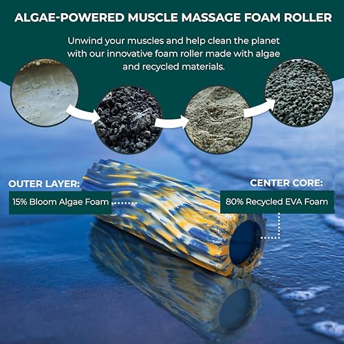 Ripple Travel Foam Roller (11" x 3.35") Firm Mini Foam Roller for Physical Therapy, Deep Tissue Massage, Back Pain, High Density, Wave Textured, Yoga, Exercise (Royal Gold & Natural Marbled) - color: Royal, Gold & Natural Marbled