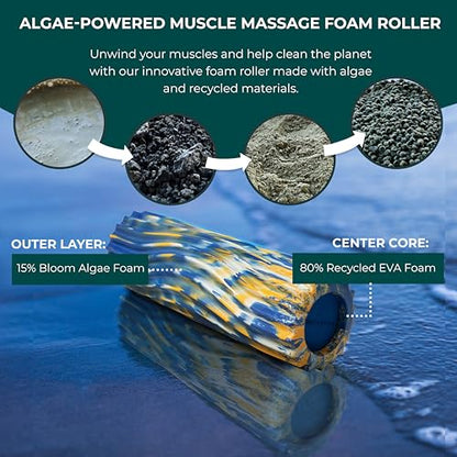 Ripple Travel Foam Roller (11" x 3.35") Firm Mini Foam Roller for Physical Therapy, Deep Tissue Massage, Back Pain, High Density, Wave Textured, Yoga, Exercise (Royal Gold & Natural Marbled) - color: Royal, Gold & Natural Marbled