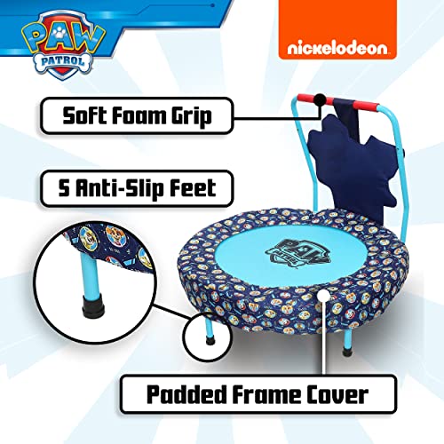 PAW Patrol Indoor Mini Trampoline with Handle for Toddlers, Features Everest, Chase, Marshall, Skye and Rubble, Multi