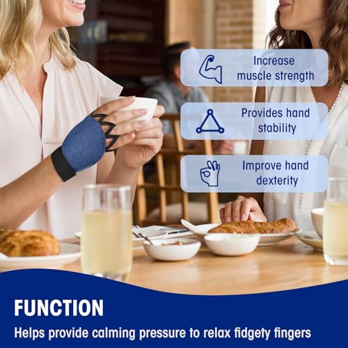 Medium Size Weighted Gloves for Tremors to Provide Hand Stability and Improve Hand Dexterity, Perfect Writing Weights & Hand strengthening Tool（2 x 1/2lb, Each Glove), Blue