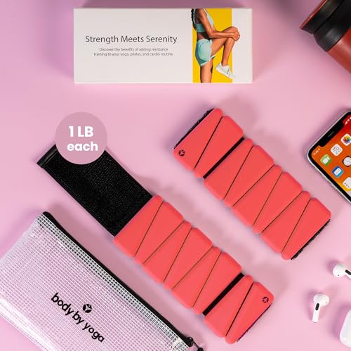 OmWeights Premium Weighted Bangles – Stylish Wrist and Ankle Weights for Women and Men | Cardio, Yoga, and Pilates Ankle Weights for Women and Men | Adjustable Leg and Arm Weights 1lb Each - color: Amber Blush