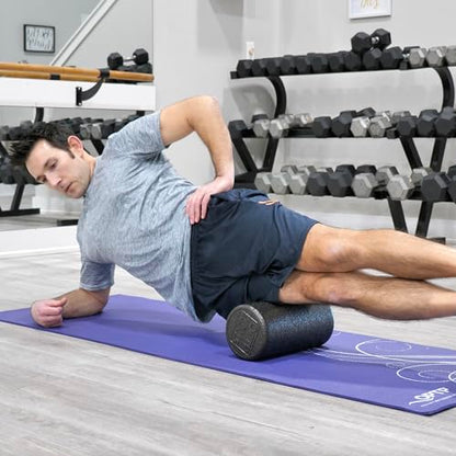 OPTP AXIS Firm Density Foam Roller – Round, Black, 12"L X 6" - color: Black - 12" X 6" Round