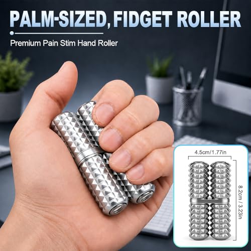 Handheld Fidget Toy, Metal Hand Roller Thumb-Press Massage Style Pain for Adult Relieve Stress Anxiety Tension, Office Travel Classroom, Novelty Gifts for Friends - Sliver - color: Silver