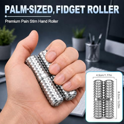 Handheld Fidget Toy, Metal Hand Roller Thumb-Press Massage Style Pain for Adult Relieve Stress Anxiety Tension, Office Travel Classroom, Novelty Gifts for Friends - Sliver - color: Silver