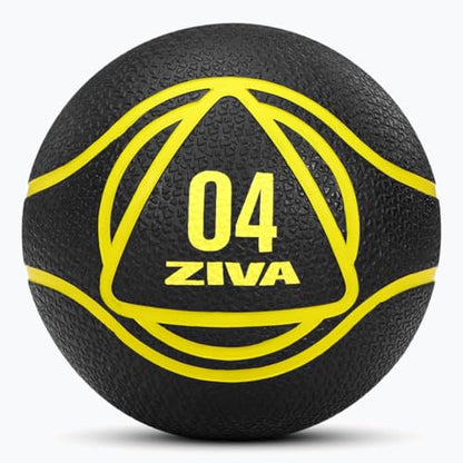 ZIVA Medicine Ball – Durable Rubber Weighted Ball with Easy-Grip Textured Shell for Core, Balance and Strength Training – Commercial Quality (Black, 4–20 lb) - style: 4lb Black
