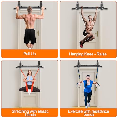 Wall Mounted Pull Up Bar - Heavy Duty Chin Up Bar, Pull-Up Bar for Garage, Joist, Wall Mount - Multifunctional Fitness Bar, Supports up to 600 Lbs - color: Multigrip-Black