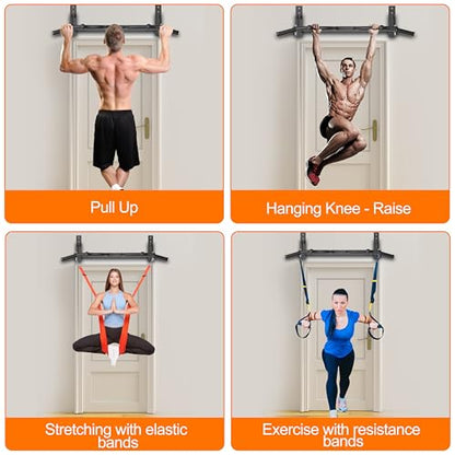 Wall Mounted Pull Up Bar - Heavy Duty Chin Up Bar, Pull-Up Bar for Garage, Joist, Wall Mount - Multifunctional Fitness Bar, Supports up to 600 Lbs - color: Multigrip-Black