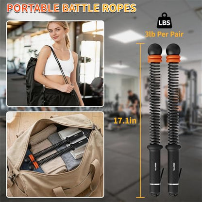 Ropeless Battle Ropes for Home Gym, Portable Cordless Weighted Battle Rope - size: Adjustable Black