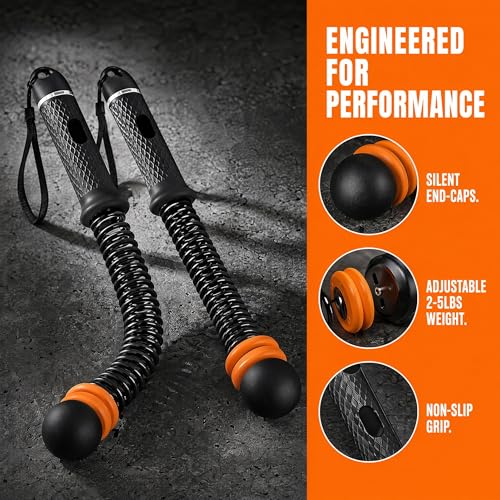 Ropeless Battle Ropes - Quiet Silicone End Caps Speed Rope, Adjustable 2-5LBS Resistance Training, Portable Home Gym Equipment for Cardio Boxing Workout (No Floor Noise, Apartment Friendly)
