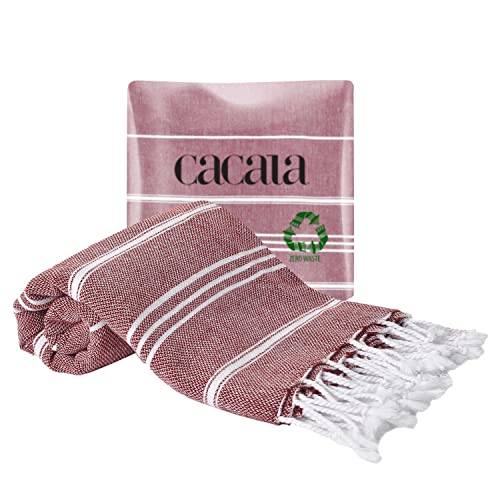 Cacala 100% Turkish Cotton Kitchen Tea Towels, Highly Absorbent Luxury Soft Quick Drying Dish Towel with Hanging Loop for Gym, Yoga, Bath, Sports, Cleaning and Kitchen (23 x 36), Burgandy - color: Burgandy