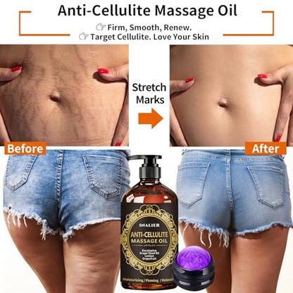 Fathers Day Gift,Gifts for Men,Massage Oil for Massage Therapy,3 Pack Cellulite Massage Oil,Sore Muscle Arnica Oil & Lavender Massage Body Oil with Massage Ball & Thumb Saver Tool,Gifts for Women
