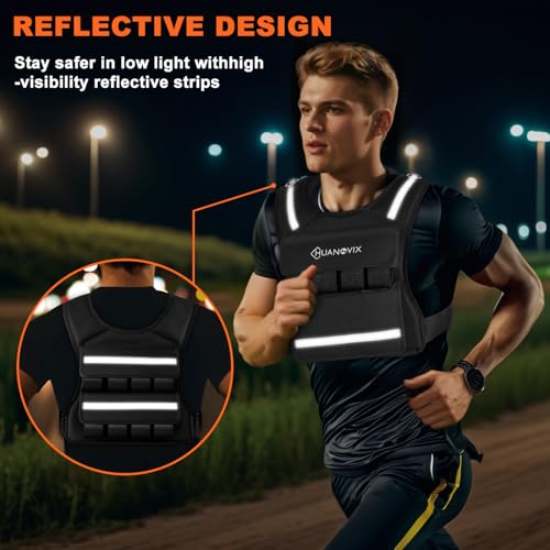 Weighted Vest, 0-40 LBS Adjustable Weight Vest With Reflective Stripe, No Weights Included, Ultra Thick Shoulder Padding Design Rucking Vest for Walking, Running, Strength Training, Etc