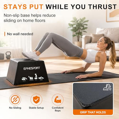 Hip Thrust Bench–Glute Bridge & Barbell Hip Thrust Equipment with Free Hip Thrust Pad, 700LB Capacity, Non-Slip Design for Glutes, Bulgarian Split Squats, Step-Ups & Core