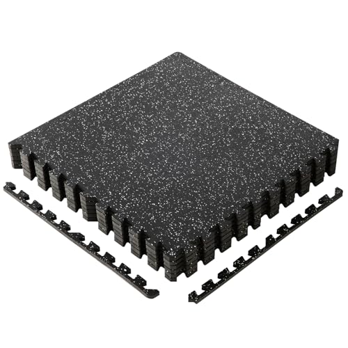 Sweetcrispy Interlocking Foam Floor Tiles - color: Black - Rubber - 6 Pcs - 24 Sq ft, size: 6 Pcs (24 Sq Ft)