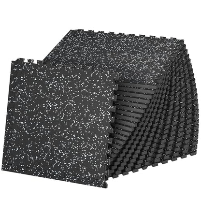 SUPERJARE 1" Extra-Thick Rubber Top Exercise Mat, Gym Flooring for Home Gym - size: 24 Tiles (96 Sq Ft)