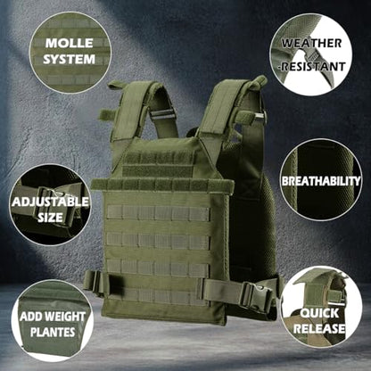 Weighted Vest for Men and Women Weight Vests Adjustable Strength and Endurance Training Fitness Tactical Running - color: Od Green