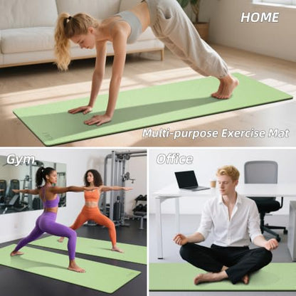 ILILI 10mm Extra Thick, TPE Yoga Mat, 76×28 Inch Extra Long, Carrying Strap - color: Matcha Green+Black
