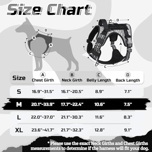 rabbitgoo Tactical Dog Harness for Medium, No Pull Military Service Vest - color: B&W Geometric, size: Medium