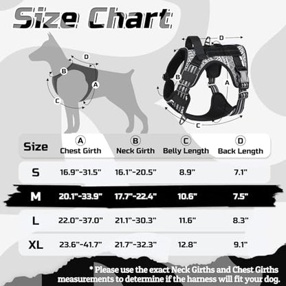 rabbitgoo Tactical Dog Harness for Medium, No Pull Military Service Vest - color: B&W Geometric, size: Medium
