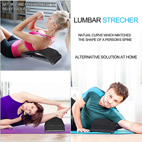 Multi-Level Back Stretcher Device, Lumbar Back Stretching Device, Memory Foam Lumbar Pillow Back Pain Support for Office Chair and Pain Relief(Blue) - color: Blue Black