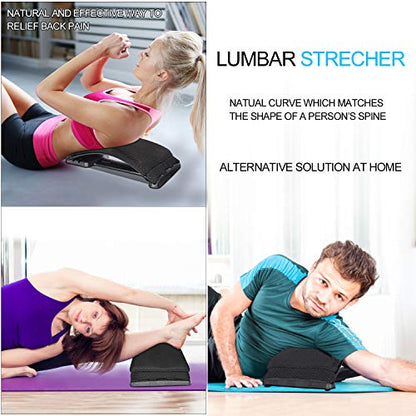 Multi-Level Back Stretcher Device, Lumbar Back Stretching Device, Memory Foam Lumbar Pillow Back Pain Support for Office Chair and Pain Relief(Blue) - color: Blue Black